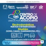 DIF ESTATAL Y DIF MUNICIPAL DE AGUASCALIENTES INSTALAN CENTROS DE ACOPIO EN APOYO A PERSONAS DAMNIFICADAS POR LAS LLUVIAS